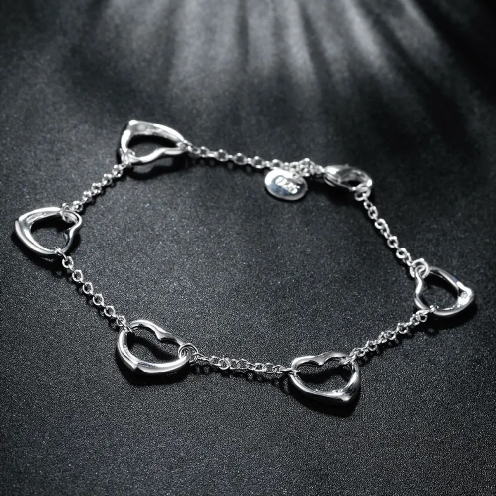 Sterling Silver Hearts Bracelet